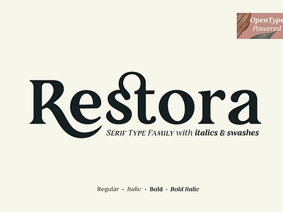 Free - Restora Serif Font calligraphy display display font elegant font elegant fonts font font awesome font family fonts lettering logo fonts modern font modern fonts sans serif sans serif font script serif font type typeface typography