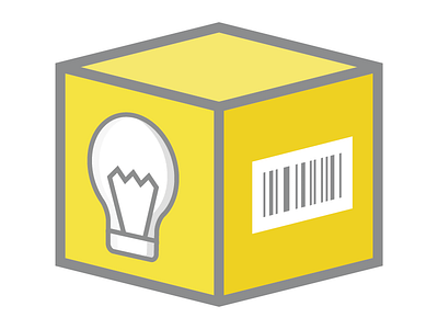 An Idea Realised box flat illustration illustrator light bulb playful vector yellow