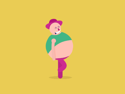 Cool Lazy Man 2d animation character gif loop walkcycle