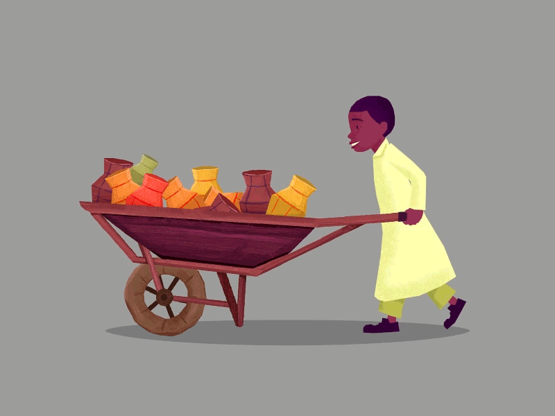 Sudanian Cart 2d african animation boy cycle design flat gif loop moho motion graphics walk