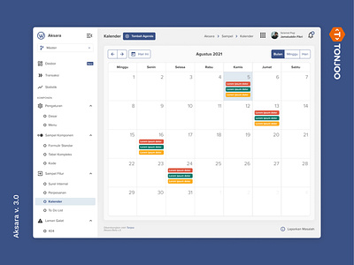 Calendar - Aksara v. 3.0 Admin Dashboard Panel by Tonjoo