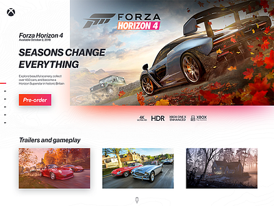 Forza Horizon 4 Reskin cars clean design gradient landing page minimal shop ui ux website white xbox