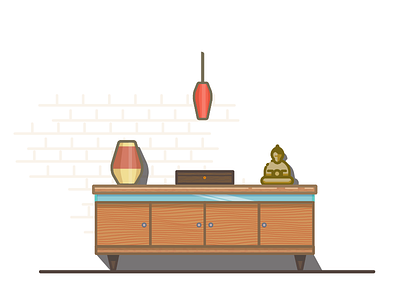 The Loft buddha cabinet furniture illustration