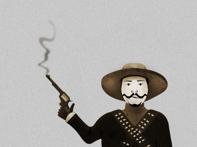 Bang! cowboy illustration sepia western