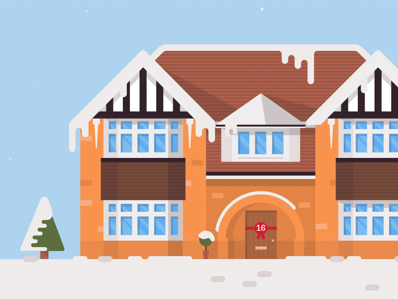 Christmas House christmas clean day festive flat house illustration night snow svg winter