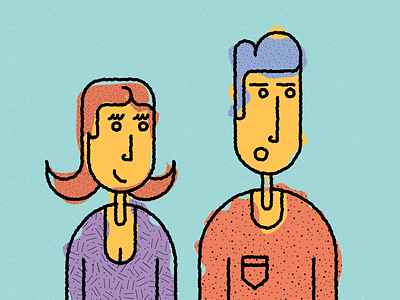 Couple colour female flat illustration male noise people person rough talking texture young