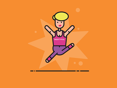 BAM! dancing fitness girl hair illustration jumping stars vest