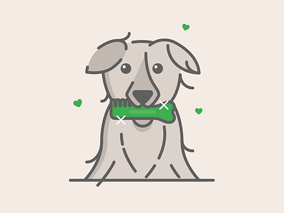 Yum! animal brush dog fresh grayscale heart illustration mint pet sparkle vector