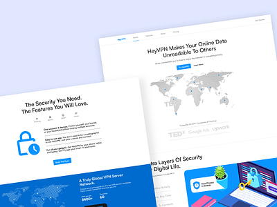 HeyVPN - Concept VPN Website app branding design graphic design illustration landing page minimalist ui ui interface ux vector vpn vpn website web design website