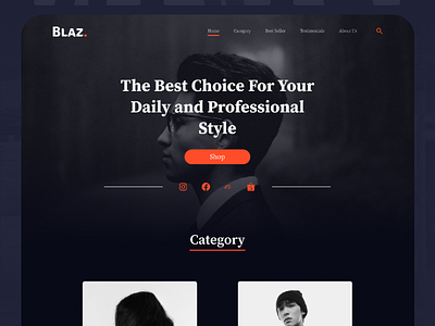 Blaz. Landing Page - Responsive Web Design branding dark mode dark web fashion indonesia ui uiux web web blazer web fashion web responsive