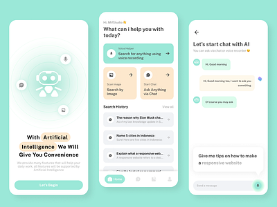 AI Personal Assistant App ai ai personal assistant challange personal assistant ui chat bot ui design ui indonesia ui kit