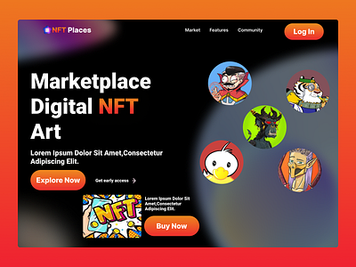 NFT Web Places app branding design graphic design nft nft marketplace nft web places typography ui ui web ux web