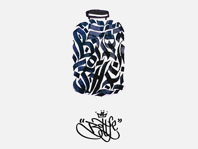 Bottle black blue bottle calligraffiti calligraphy graffiti illustration ink inktober inktober 2018 modern calligraphy parallel pen tag tagging typography