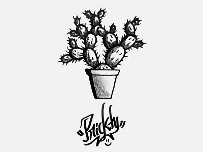 Prickly black cactus calligraffiti calligraphy illustration ink inktober inktober 2018 modern calligraphy parallel pen prickly smiley typography