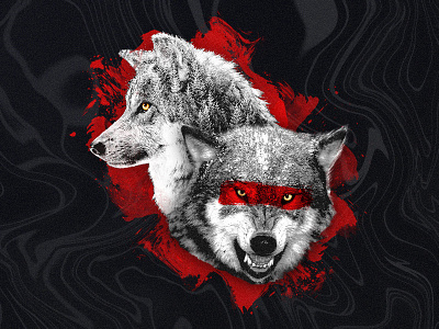 Wolves of the Wild | Duality design editing eyes illustration photomanipulation red saint teeth two warrior wolf wolfpack wolves