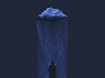 Rainman blue cloud cry digital art digital illustration digital painting feelings illustration rain rainman silhouette