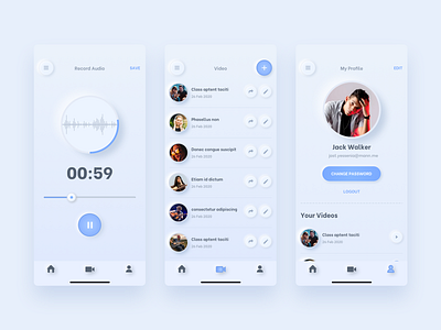 Neumorphism android app design ios app music neumorphism record ui ux