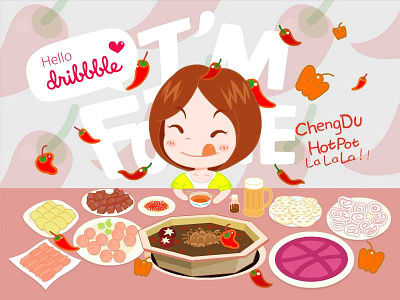 Hotpot Girl cartoon chengdu first hotpot illustration shot