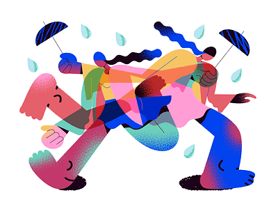 running and raining design illustration