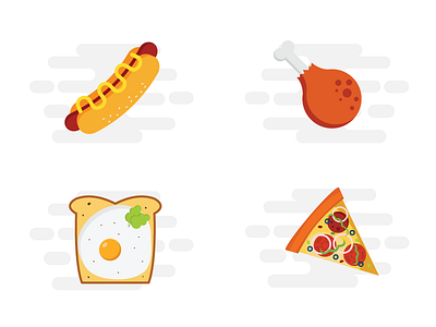 Food Icons chicken fried food hotdog icons illustration pizza sandwich