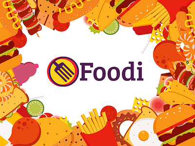 Foodi intro screen design foods graphic illustration