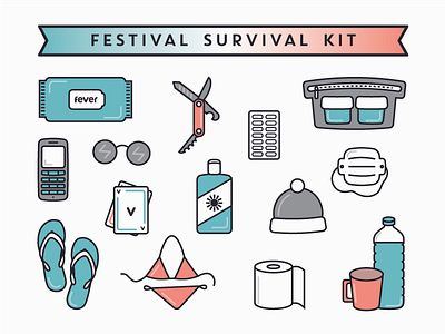 Festival Survival Kit festival icons illustration illustrator infographic kit