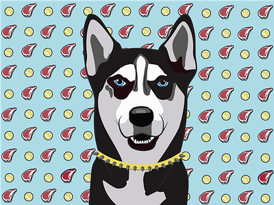 Scar dog dog portrait husky illustration illustrator vector