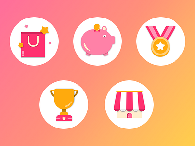 Icons contest icon illustration medal piggy bank shop shopping sketch win