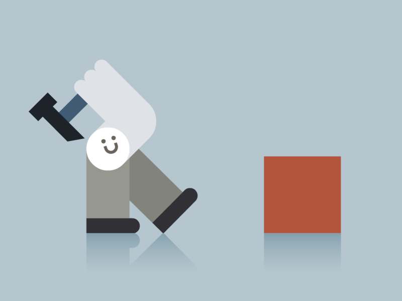 Hammering working shapes hammering character flash after effects 2d portfolio website new building