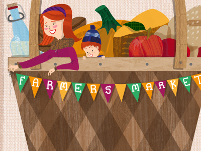 Farmers Market characters food illustration texture