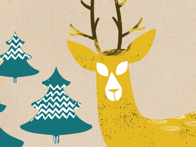 Shopping bag brown deer minimal minimalist product design screenprint teal texture yellow