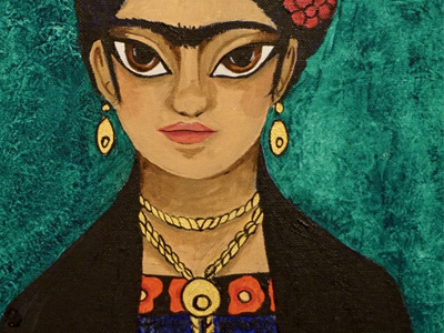 Frida acrylic detail frida kahlo megan thomas megan thomas illustration painting