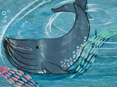 Blue Whale acrylic illustration