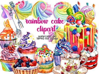 Desserts Watercolor Clipart