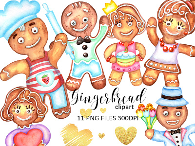 Gingerbread Watercolor Clipart