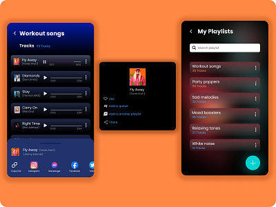 Music player app add aesthetics app artists branding choose design entertainment icon illustration logo music myplaylists player share sharesongs songs ui ux vector