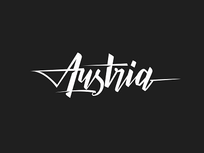 Austria brush calligraphy lettering script typography vector