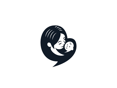 Mom and baby logo baby care chat kid love mother