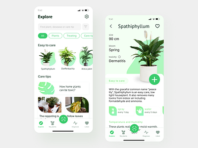 Plant care app app concept design explore feed ui ux