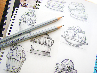 Dessert food hand drawn icon illustration sketch