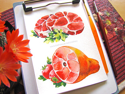 Meat food icon illustration watercolor