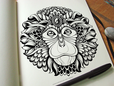 King of Monkey animal decor drawing graphic illustration mask ornate