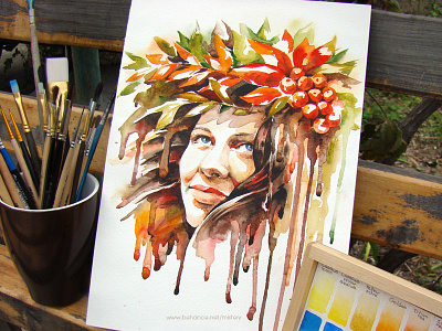 Autumn Portrait art autumn girl illustration nature painting portrait watercolor
