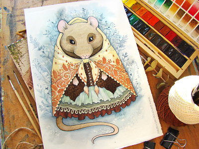 Mouse character design fairy tale illustration watercolor