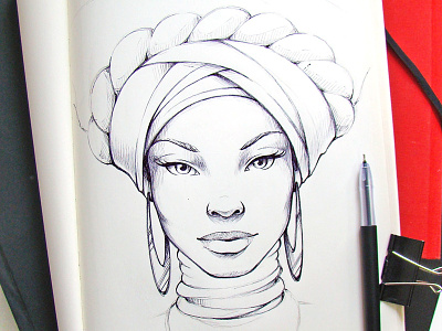 Girl art beauty etnic fashion girl illustration portrait sketch