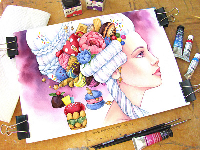 Sweets art beauty character color desert fairy tale girl illustration magic portret sweetd watercolor