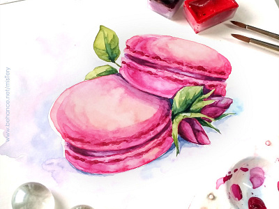 Macaroon color food icon illustration sweet watercolor