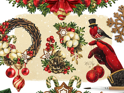 Vintage Christmas character christmas classic clipart decor illustration watercolor