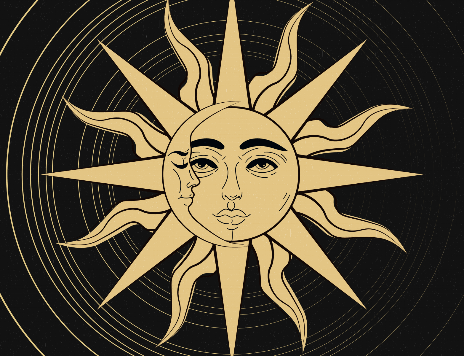 Golden Sun & Moon Illustration by Merve Ağaoğlu on Dribbble