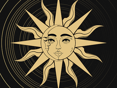 Golden Sun & Moon Illustration